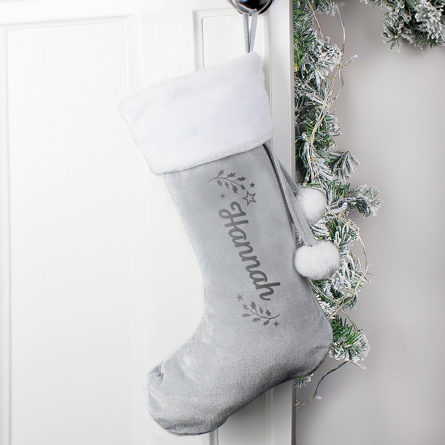 Personalised Luxury Silver Grey Stocking