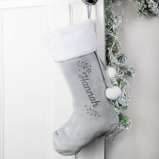 Personalised Luxury Silver Grey Stocking