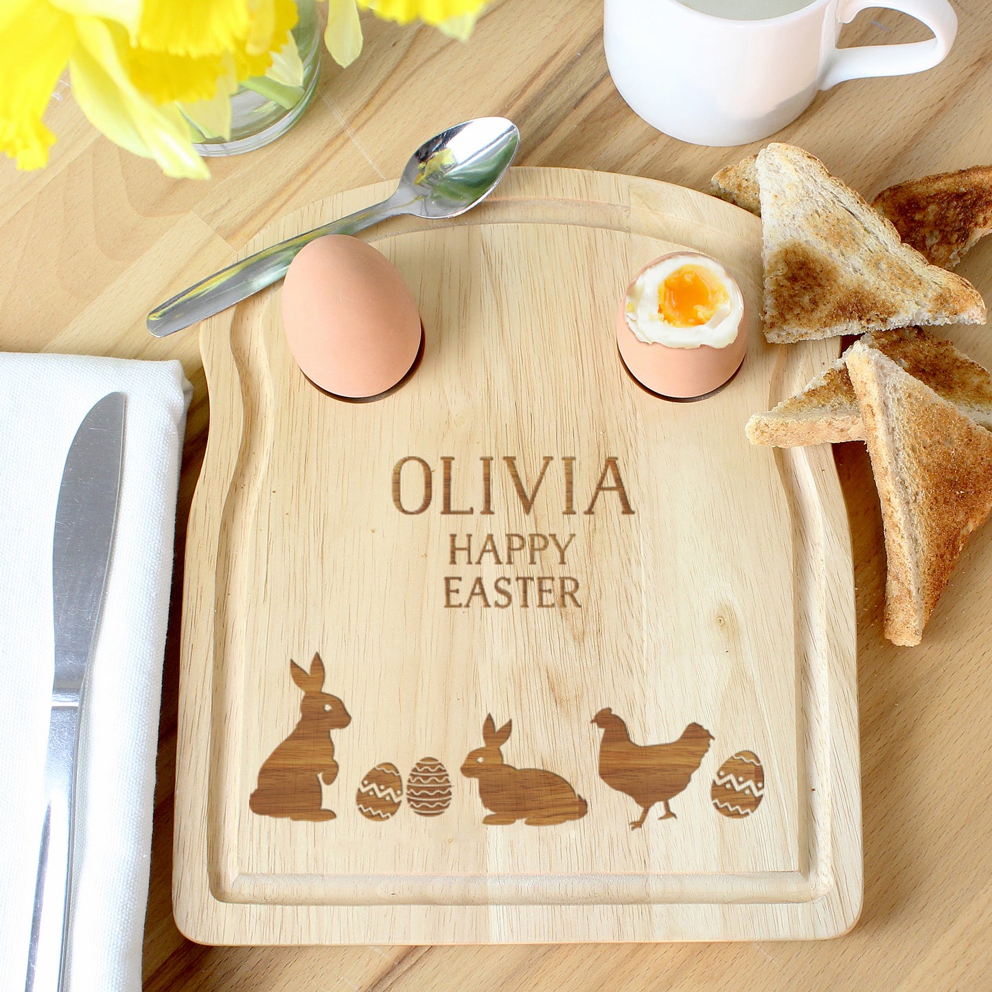 Personalised Happy Easter Egg & Toast Board