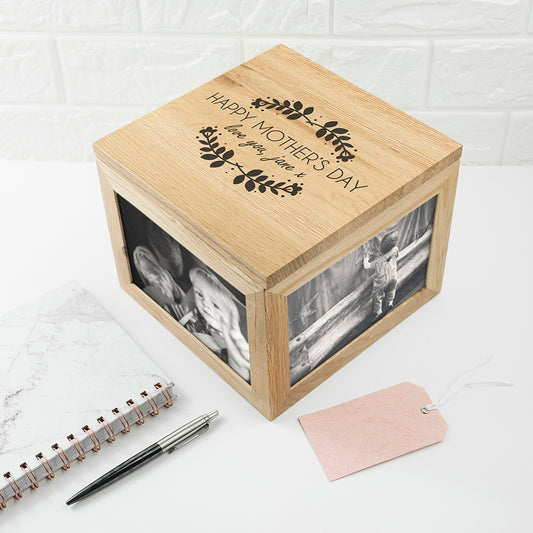 Personalised Happy Mother's Day Oak Photo Cube