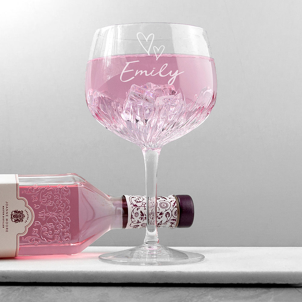 Personalised Heart Design Crystal Gin Glass