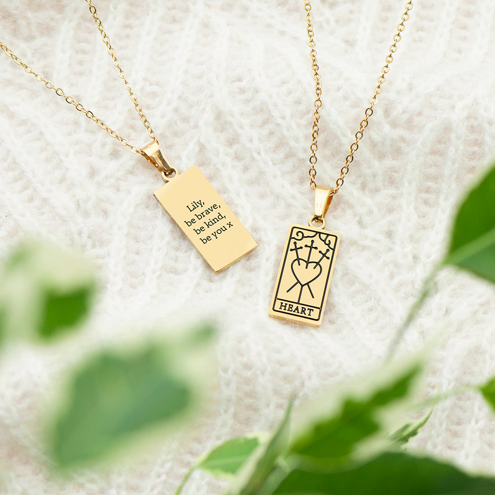 Personalised Heart Tarot Card Inspired Necklace