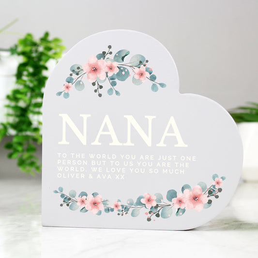 Personalised Floral Painted Wooden Heart Ornament