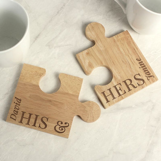 Personalised His & Hers Jigsaw Piece Set