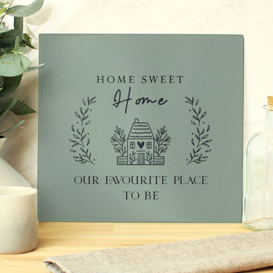 Personalised Home Sweet Home Glass Chopping Board