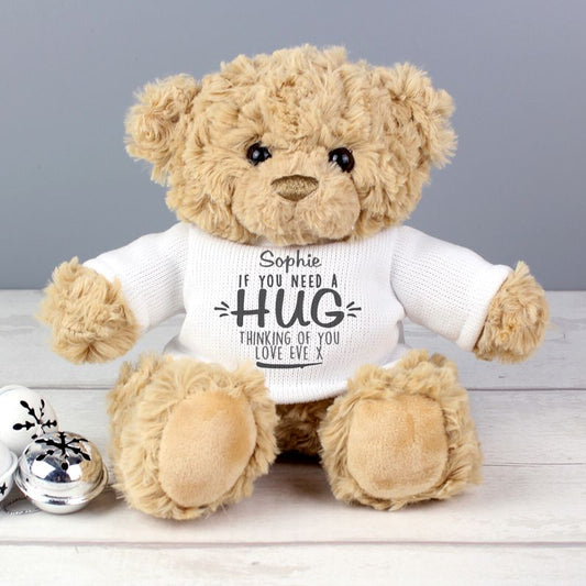 Personalised If You Need A Hug Teddy Bear