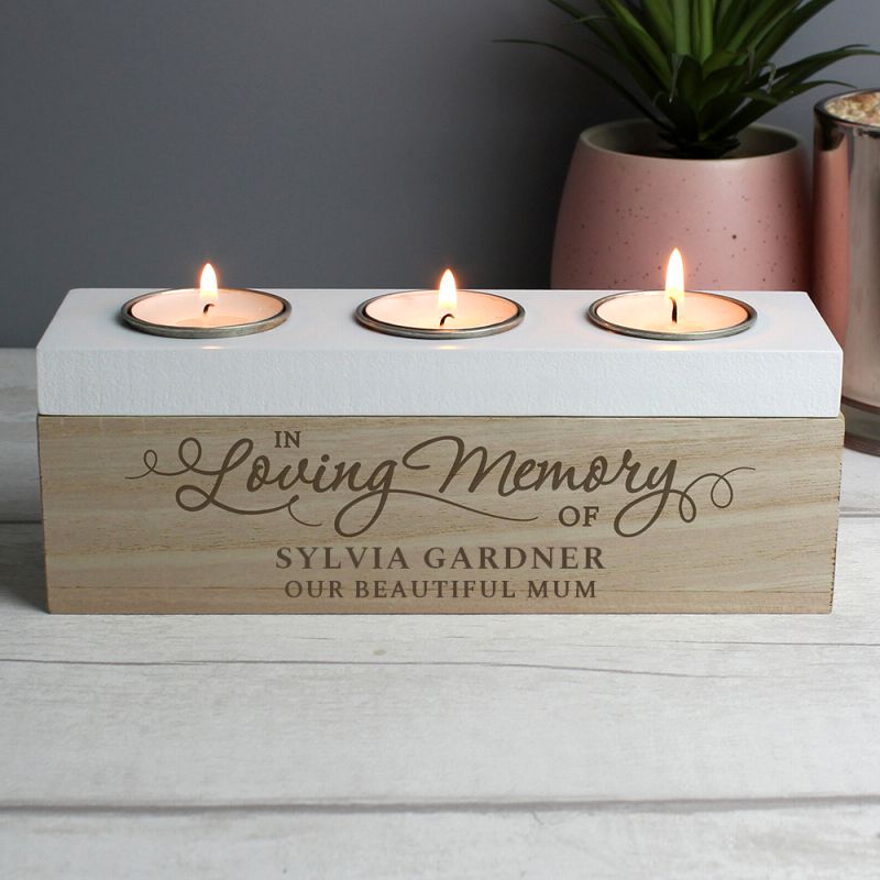 Personalised In Loving Memory Triple Tea Light Holder