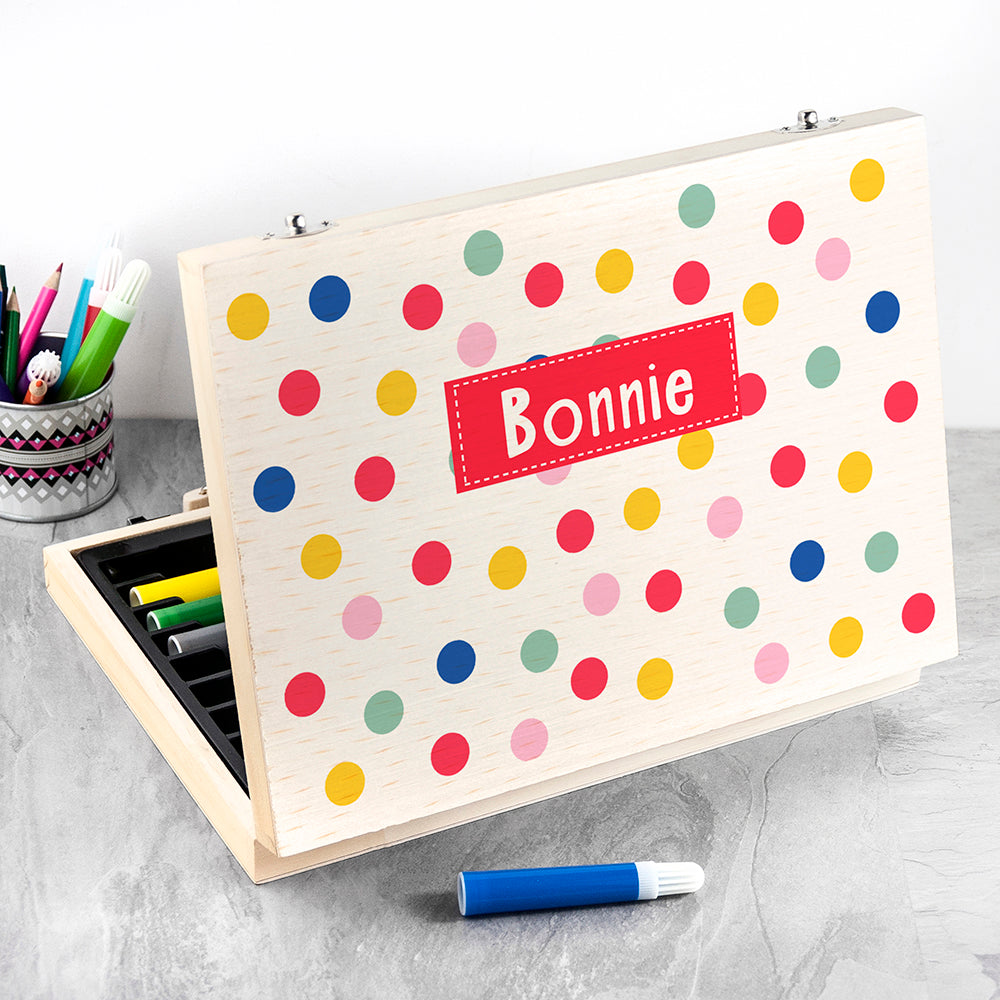 Personalised Child's Polka Dot Colouring Set