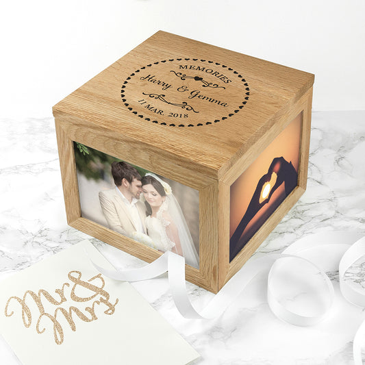 Personalised Memories Couple's Oak Photo Cube