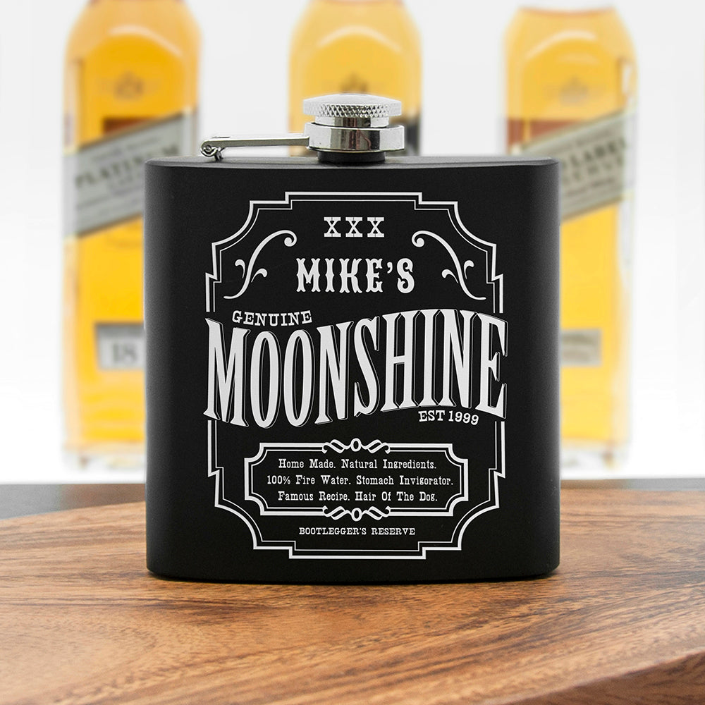 Personalised Moonshine Vintage Style Hip Flask