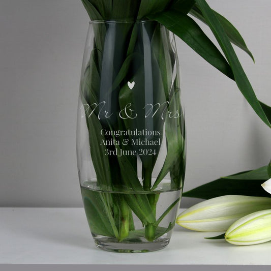 Personalised Heart Design Glass Vase