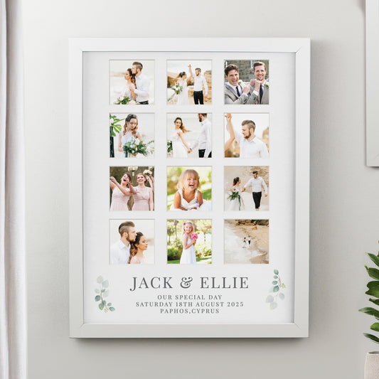 Personalised Botanical White Multi Photo Frame