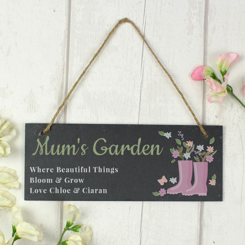 Personalised Floral Garden Slate Sign