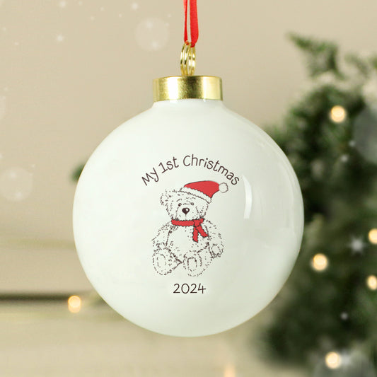 Personalised My 1st Christmas Teddy Bear Design Bauble