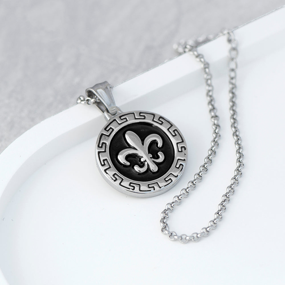 Personalised Men's Fleur-de-lis Pendant Necklace