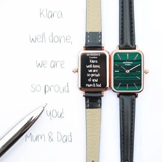 Personalised Ladies Architēct Lille Pine Green Watch - Handwriting Engraving