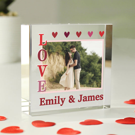 Personalised LOVE Photo Upload Crystal Keepsake Token