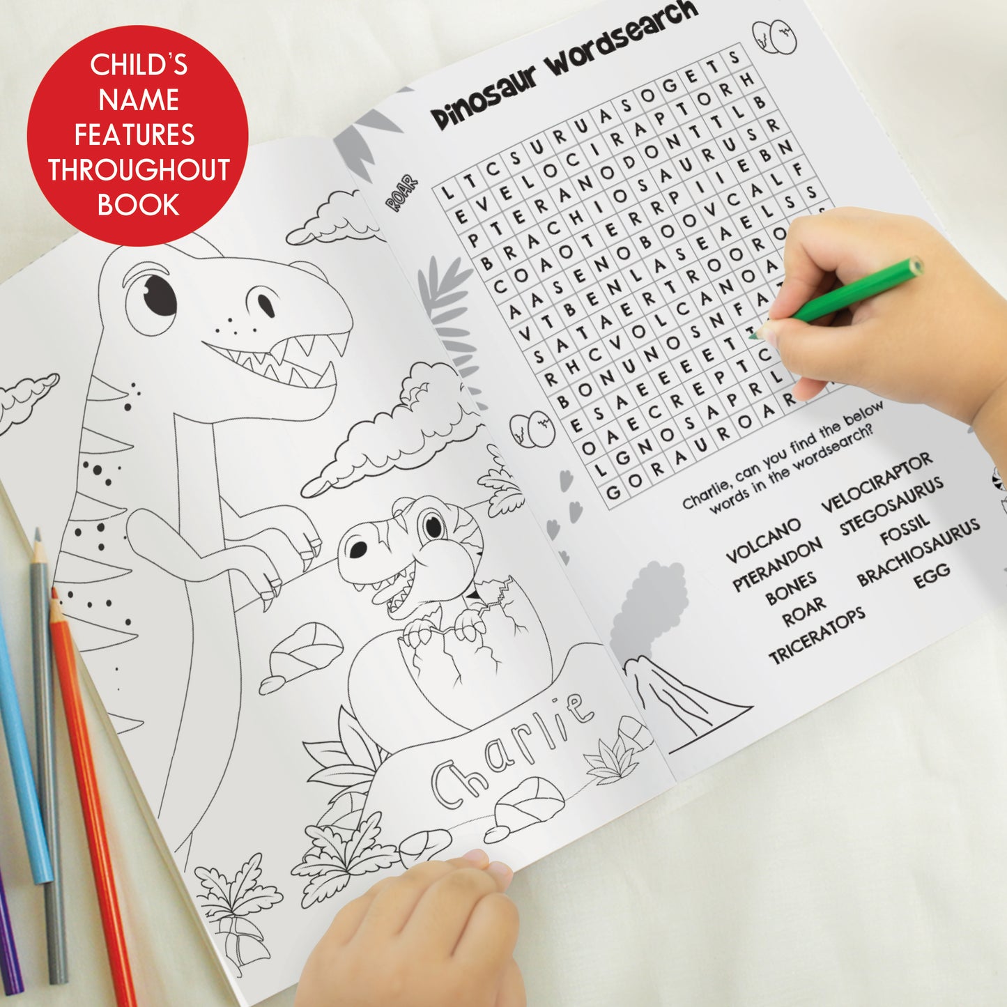 Personalised Dinosaur Colouring And Activity Book