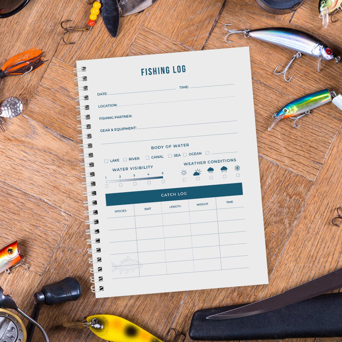 Personalised A5 Fishing Log Book