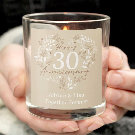 Personalised 30th Pearl Wedding Anniversary Candle Jar