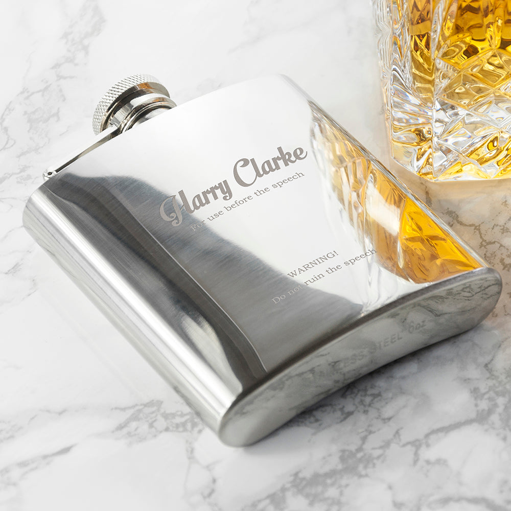 Personalised Best Man The Speech Hip Flask