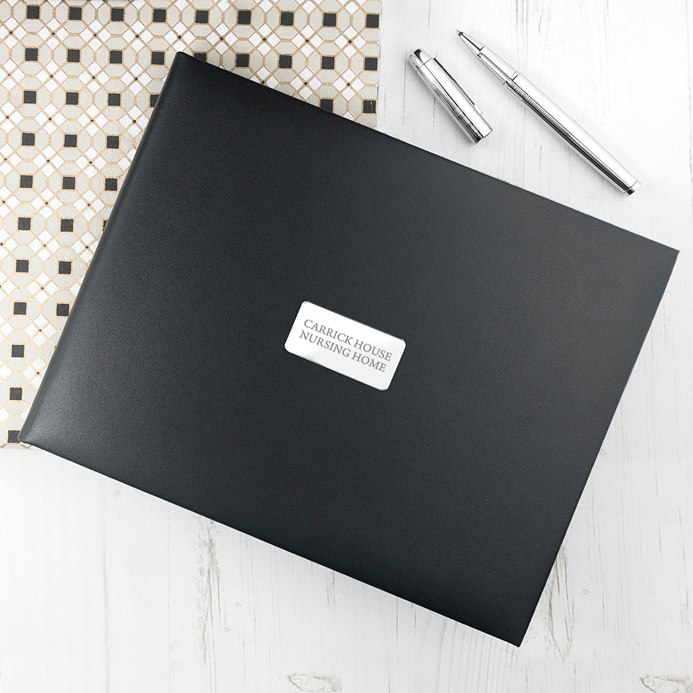 Personalised Black Leather Vsitors Book