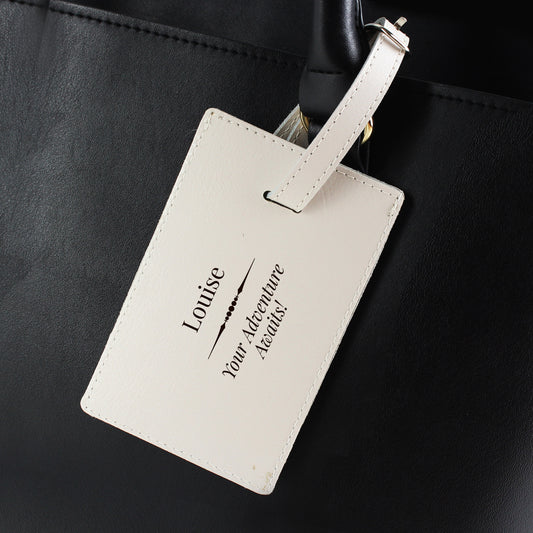 Personalised Classic Cream Leather Luggage Tag