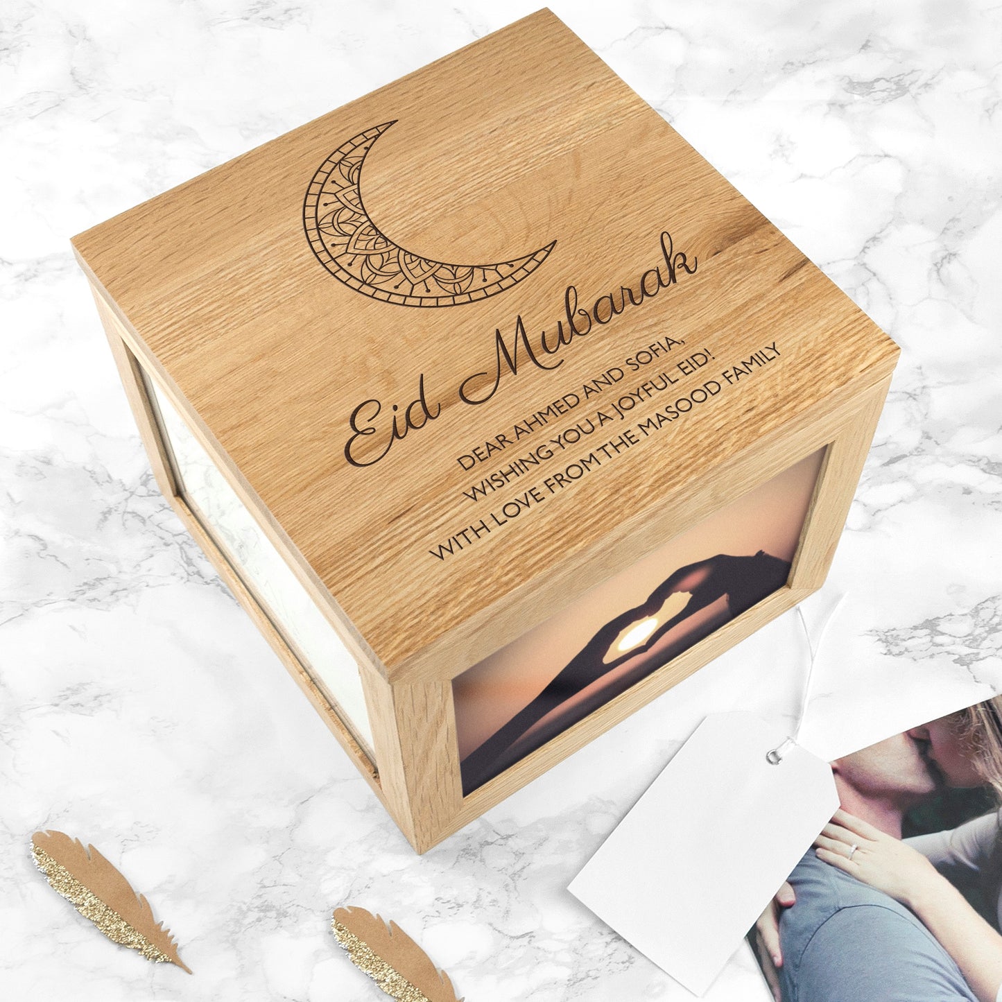 Personalised Engraved Eid Mubarak Photo Cube