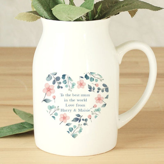 Personalised Floral Heart Flower Jug