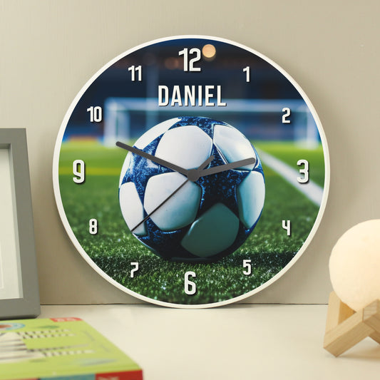 Personalised Football Theme Wooden Wall Clock