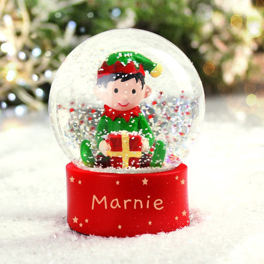 Personalised Elf Glitter Snow Globe