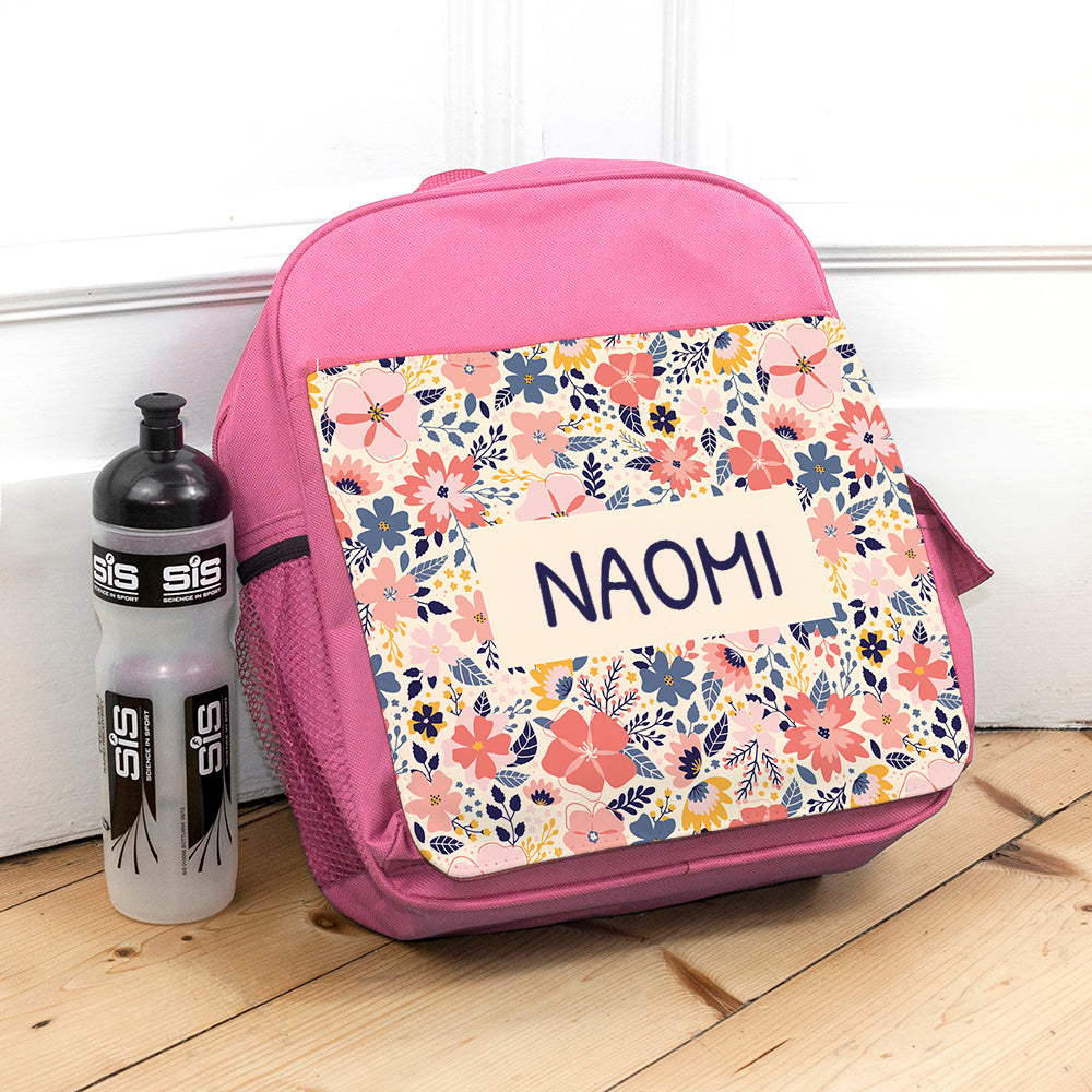 Personalised Kid's Pink Floral Backpack