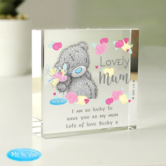 Personalised Me to You Lovely Mum Glass Keepsake Token / Paperweight