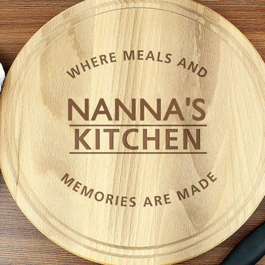 Personalised 'Meals and Memories' Round Wooden Chopping Board