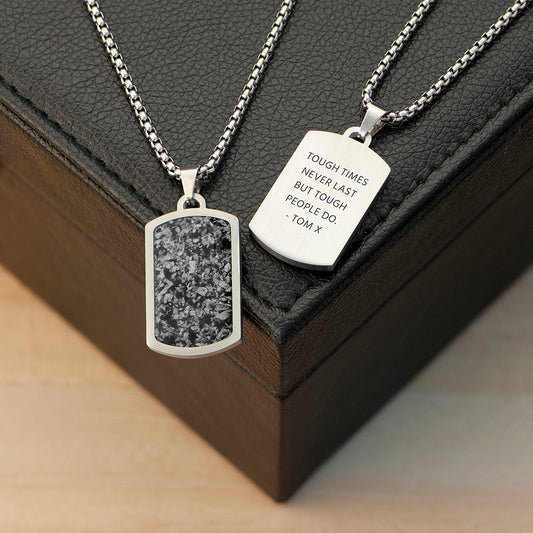 Personalised Men's Snowflake Obsidian Dog Tag Necklace