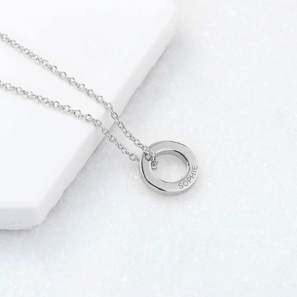 Personalised Silver Plated Mini Circle Necklace