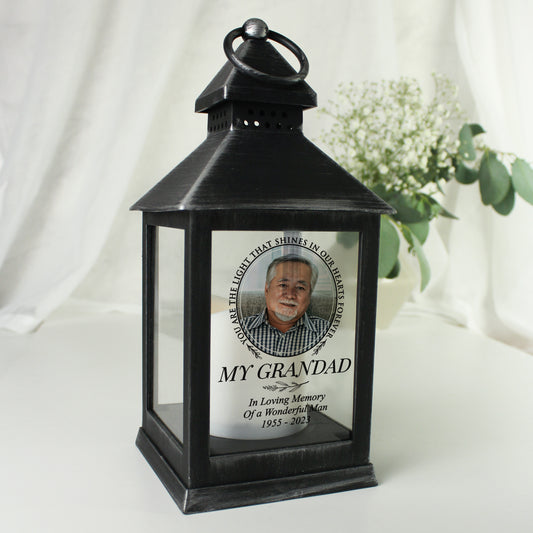 Personalised The Light In Our Hearts Own Photo Memorial Lantern