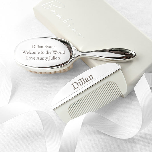 Personalised Silver Plated Baby's Brush & Comb Set