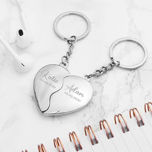 Personalised Special Date Silver Plated Keyring Set