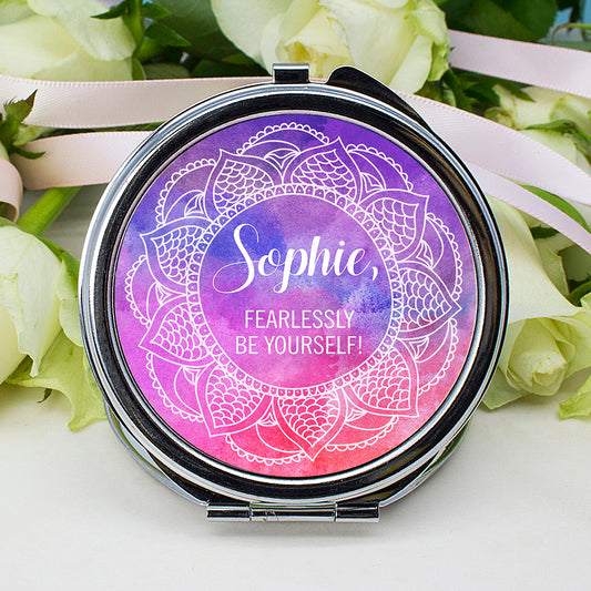 Personalised Round Compact Mirror