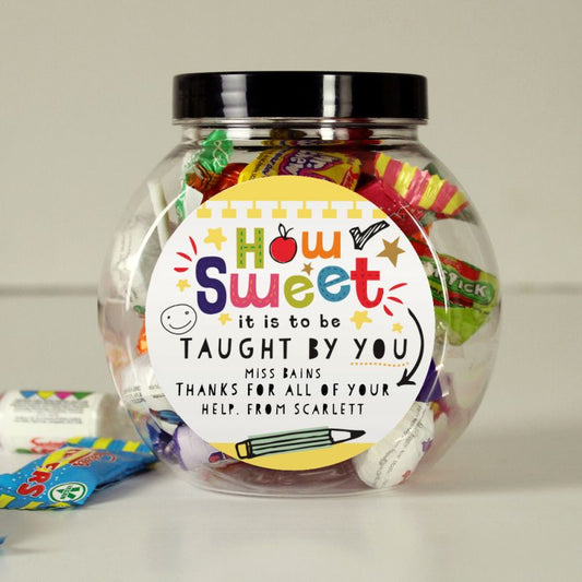 Personalised Teacher Gift Jar Of Sweets