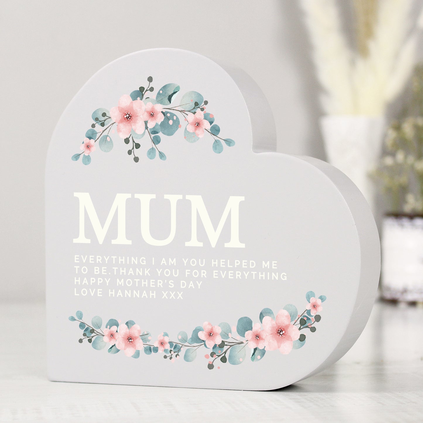 Personalised Mum Painted Wooden Heart Ornament