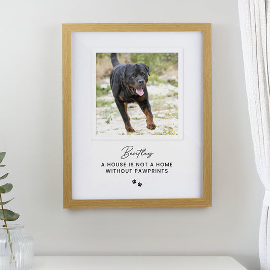 Personalised Pet Photo Upload Oak Framed Print