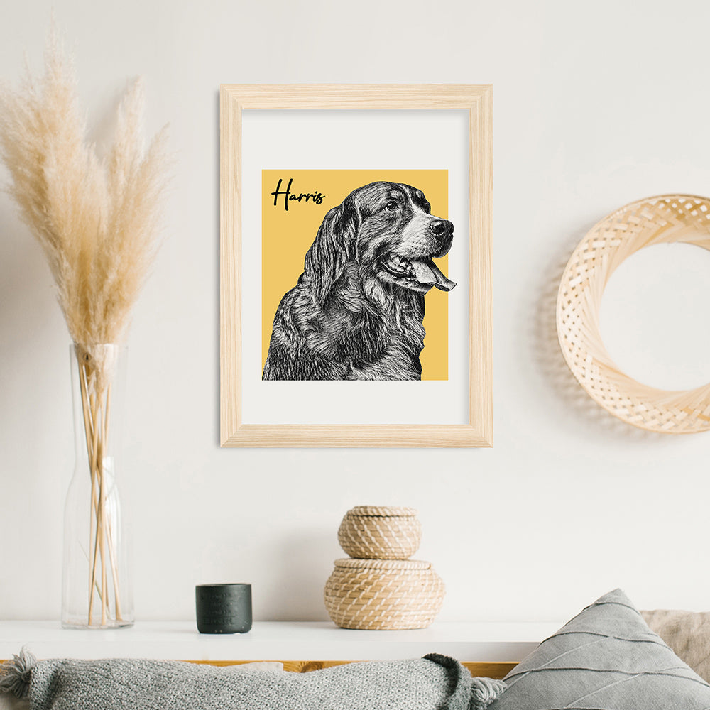 Personalised Pet Portrait Sketch Print