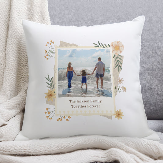 Personalised Floral Frame Photo Upload Cushion