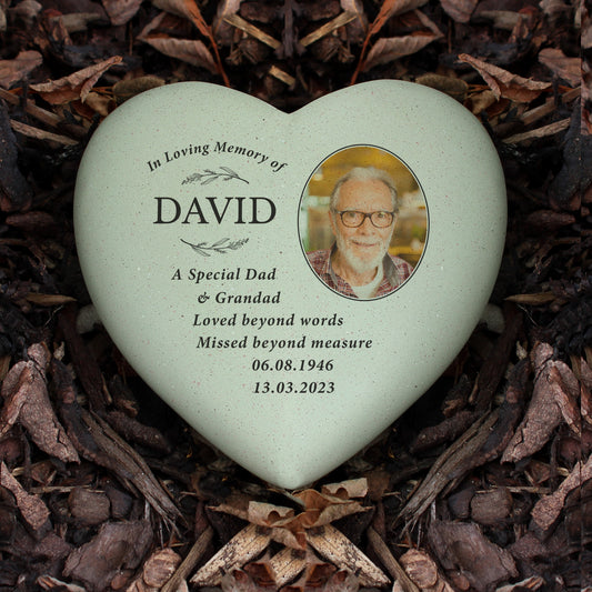 Personalised In Loving Memory Photo Upload Memorial Resin Heart Grave Ornament