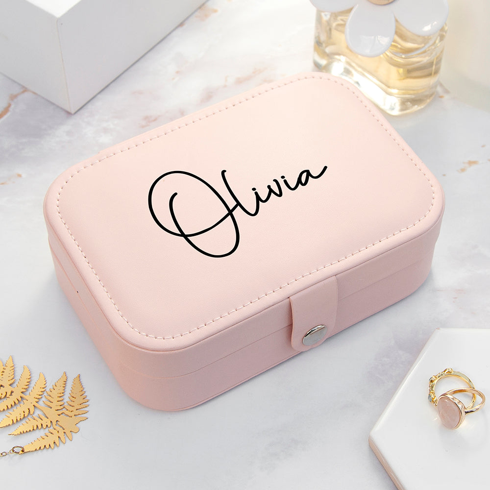 Personalised Blush Pink Travel Jewellery Case