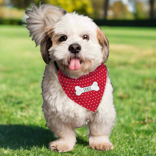 Personalised Red Polka Dot Dog Bandana