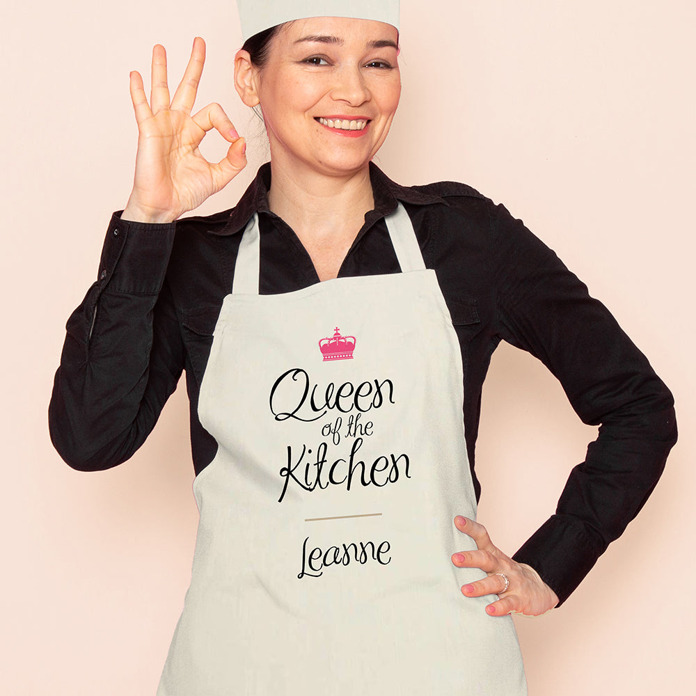 Personalised Queen Of The Kitchen Cotton Apron