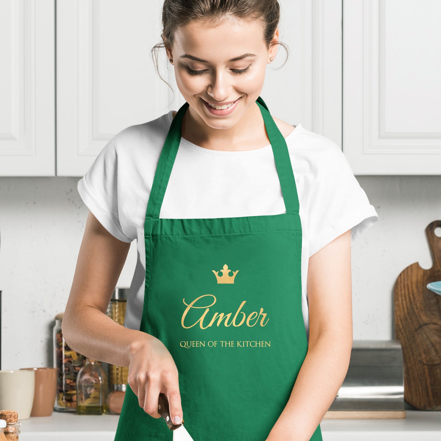 Personalised Queen Of The Kitchen Cotton Apron